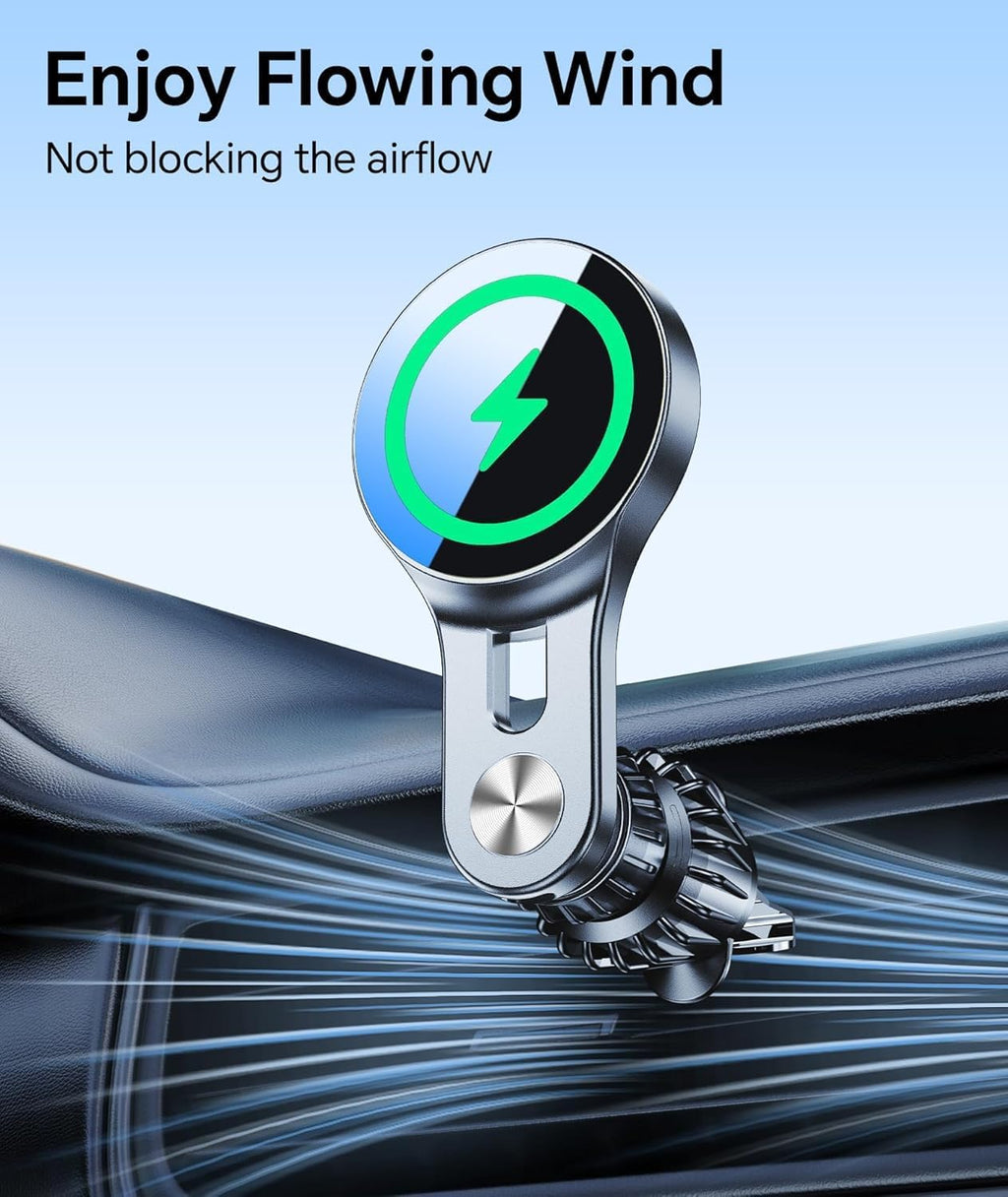 For 15W Magsafe Car Mount Charger【Long Arm】 Magnetic Wireless Car Charger Magsafe Charger Car Accessories Mag Safe Car Mount Holder Vent Magsafe Car Charger Mount for Iphone 16 Pro Max 15 14 13 Plus