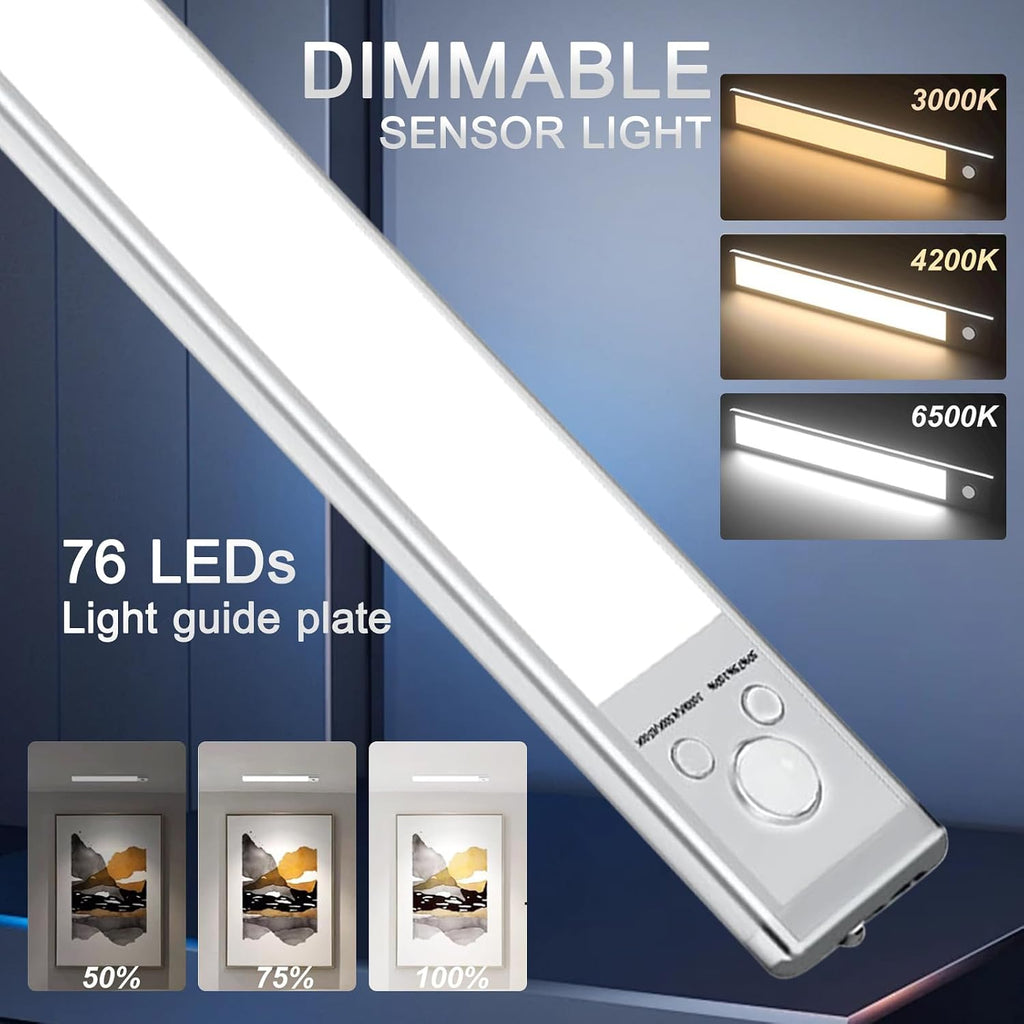 4 Pack under Cabinet Lighting, 10In Rechargeable Motion Sensor Light Indoor