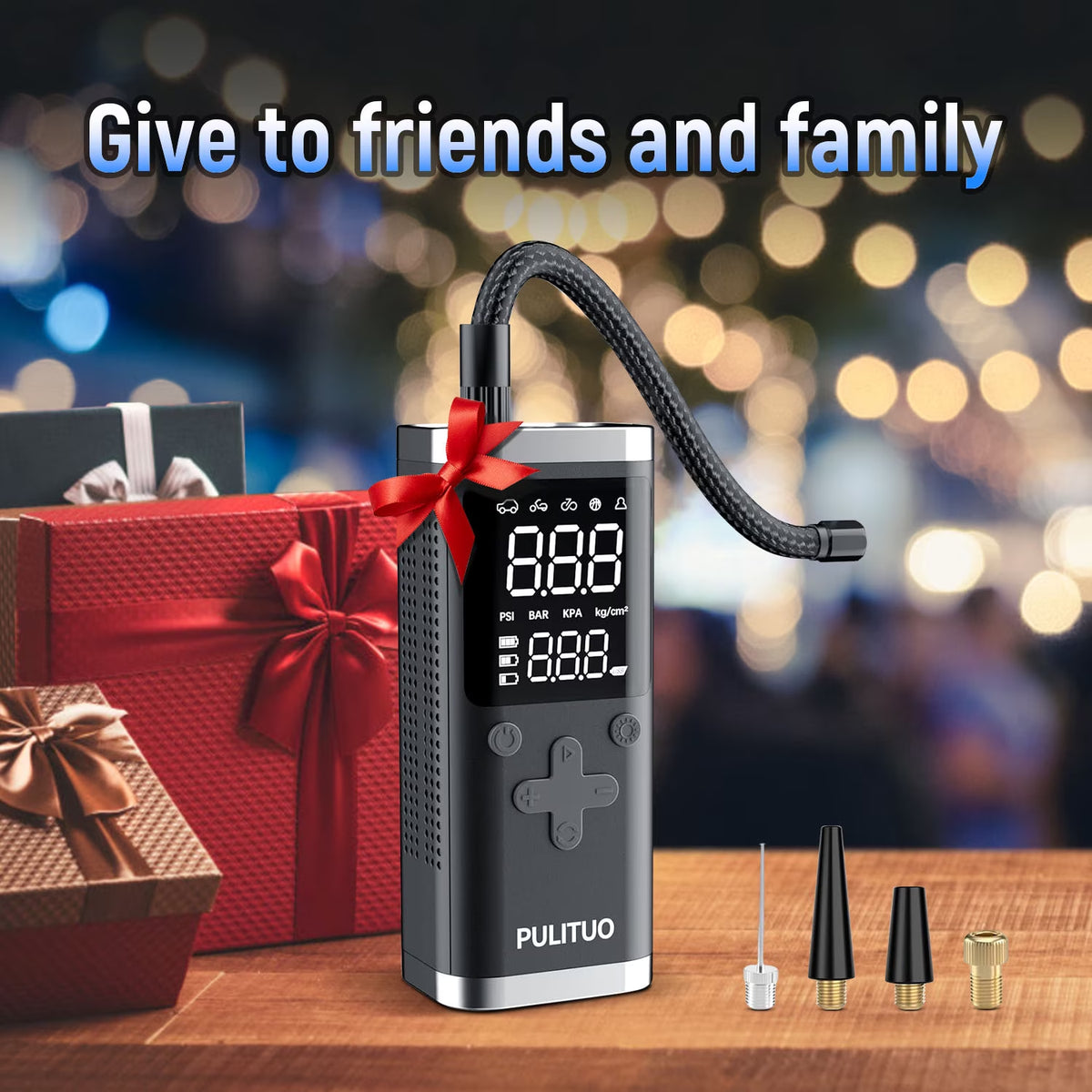 Portable Tire Inflator, 150 PSI, 6000Mah Battery, Digital Gauge, LED Light