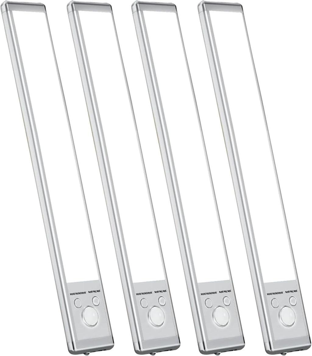 4 Pack under Cabinet Lighting, 10In Rechargeable Motion Sensor Light Indoor